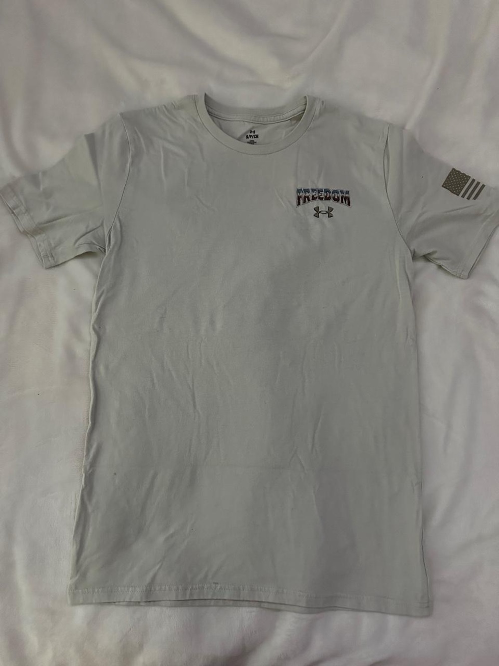 Cream Under Armour Freedom T-shirt with eagle graphic